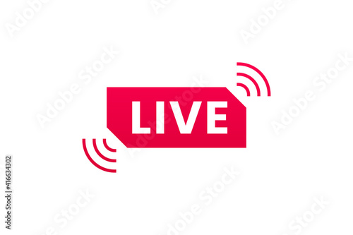 Live streaming icon. Button for broadcasting, livestream or online stream. Template for tv, online channel, live breaking news, social media