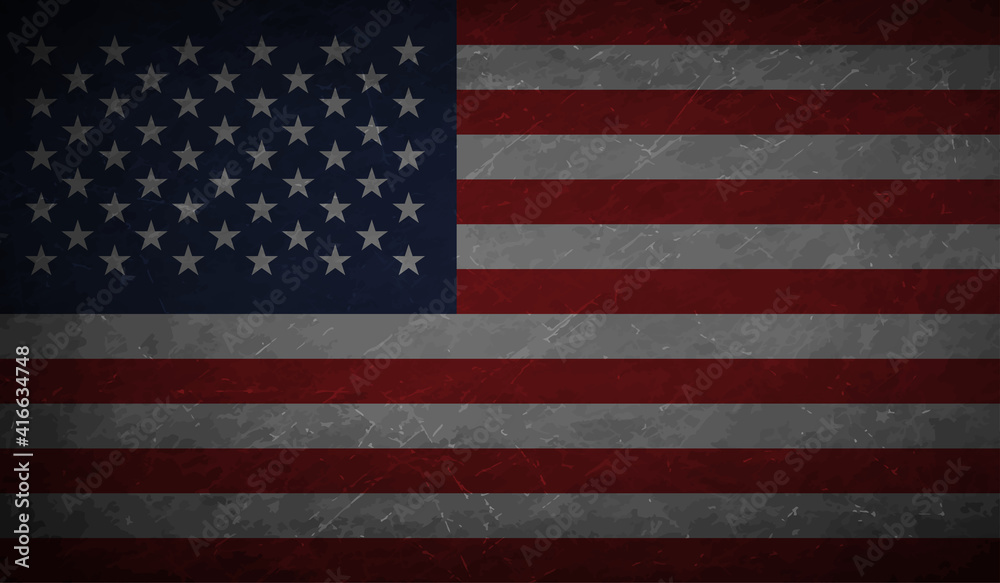 Fototapeta premium American flag. Grunge old flag USA isolated white background.
