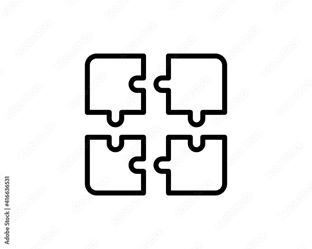 Puzzle icon vector, filled flat sign, solid pictogram isolated on white. Plugins symbol, logo illustration.