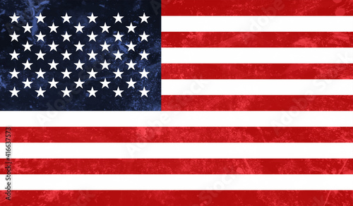American flag. Grunge old flag USA isolated white background.