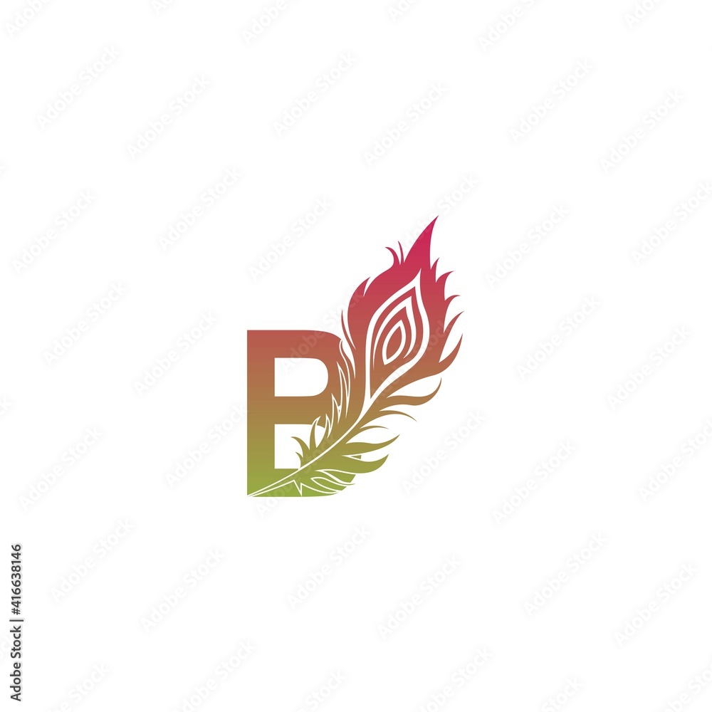 Letter B  with feather logo icon design vector