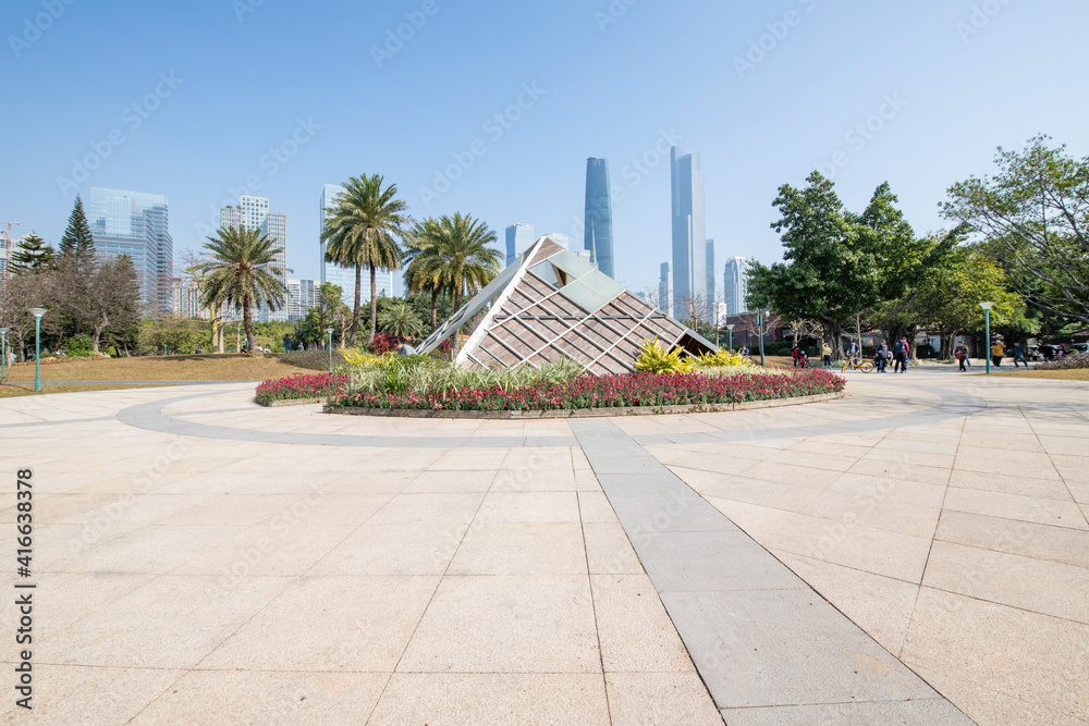 Fototapeta premium Guangzhou city skyline and Park Plaza, China