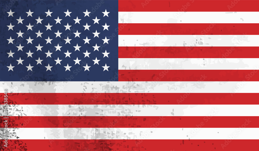 Fototapeta premium American flag. Grunge old flag USA isolated white background.