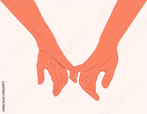 Shaking hands. Two hands gestures. Hold someone else's hand to help. Helping each other. meeting, partnership, support, friendship, agreement, love, lovers hands. hand in hand flat vector illustration