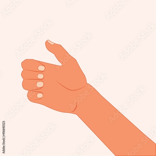Finger Spelling Letter. Finger Spelling the Alphabet in American Sign Language hands gesture. American Sign Language Recognizer. Human hand with fingers clenched into fist isolated Vector Illustration
