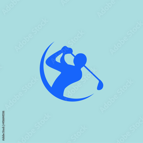 Golf player Logo design vector template. 
Elite Luxury Gold Golf club Logotype concept icon.