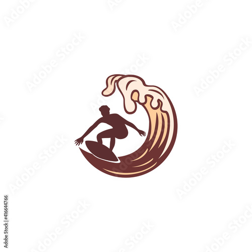 Surfing Logo Design. Surfer And Wave. Vector Illustration.