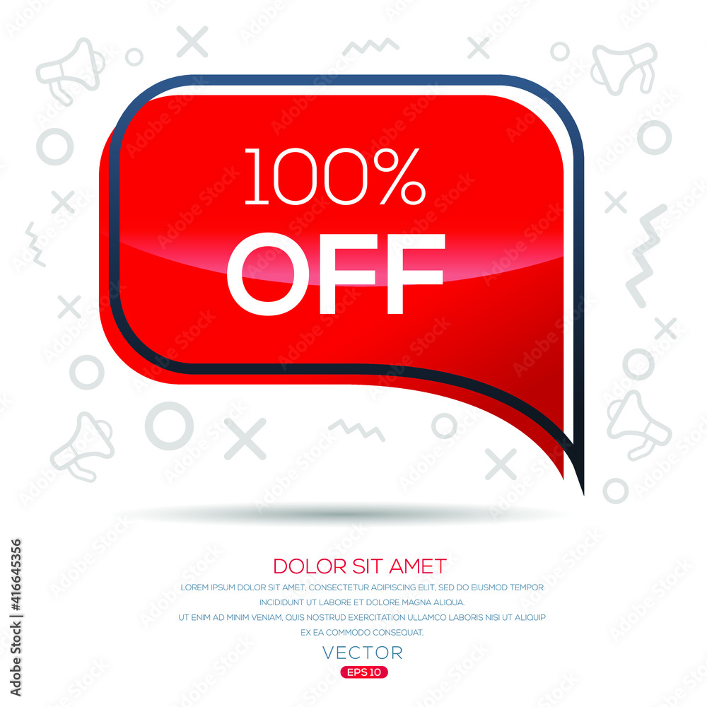 Fototapeta premium Creative (100% Off) text written in speech bubble ,Vector illustration. 