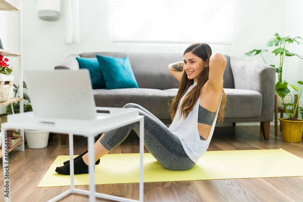Beautiful woman working out with cardio exercises Beautiful woman working out with cardio exercises