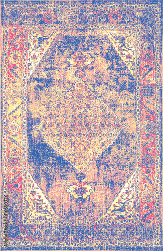 Carpet bathmat and Rug Boho Style ethnic design pattern with distressed texture and effect 