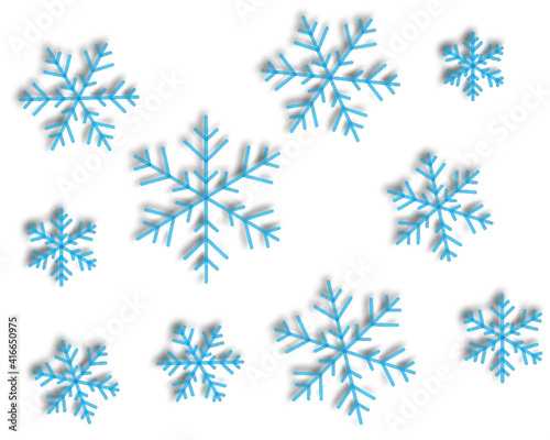 Blue 3D Snowflake Vector on Transparent Background