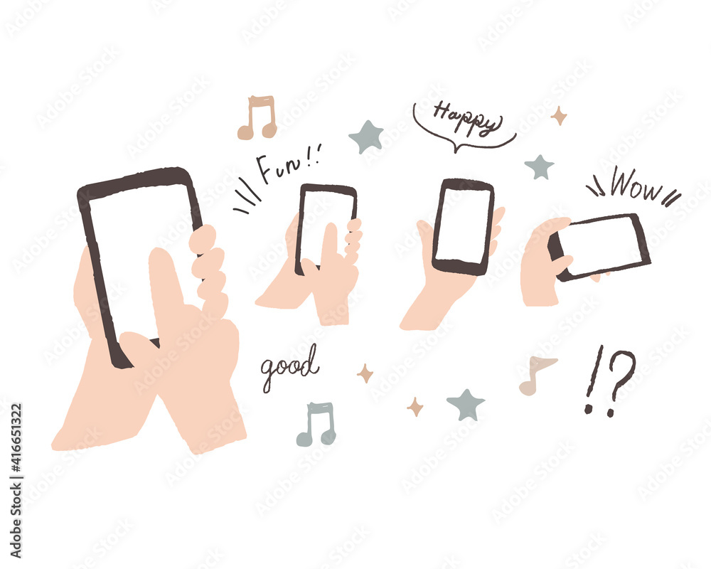 手書き風のスマホを持つ手のイラスト Illustration Of A Hand Holding A Handwritten Smartphone Stock ベクター Adobe Stock