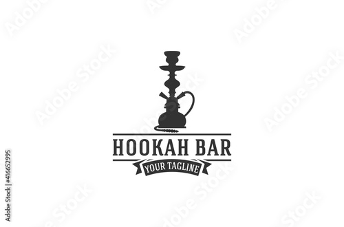 logo Hookah black and white flat style silhouette illustration.