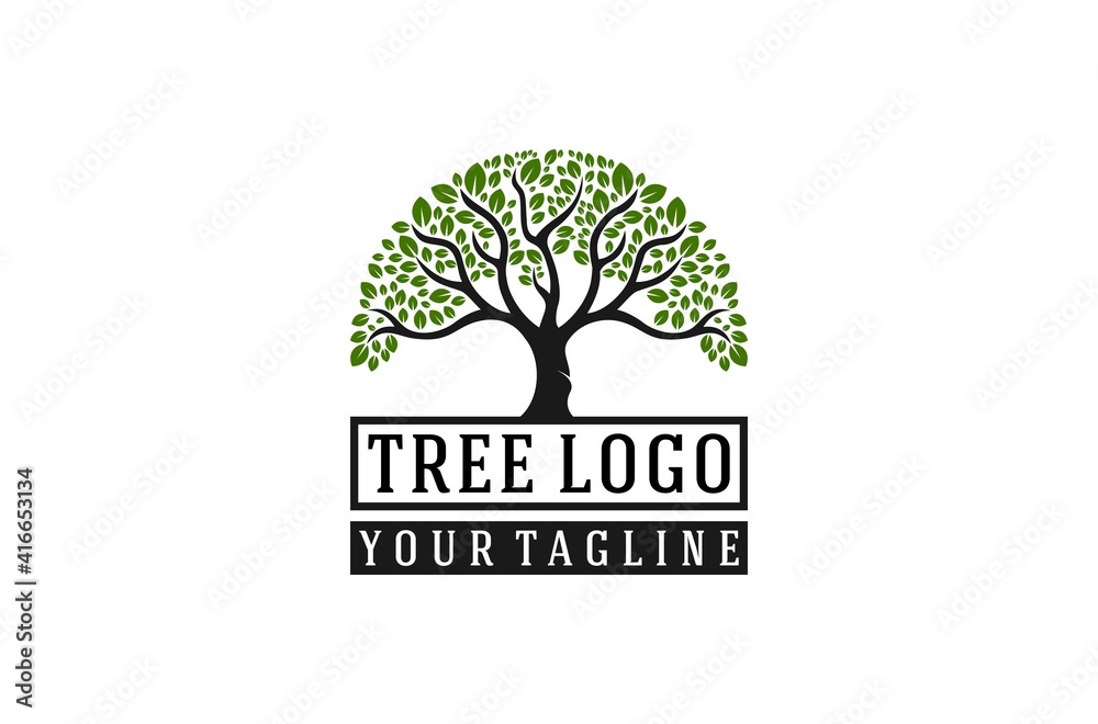 tree logo with tree illustration that looks lush and lush foliage