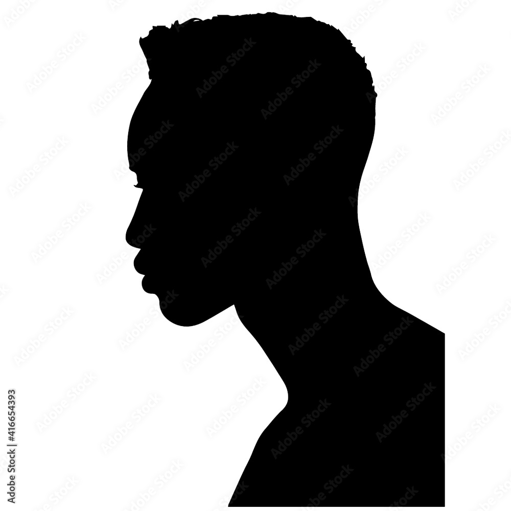 Black Man with Flat Top Hair Silhouette Vector Illustration stock illustration