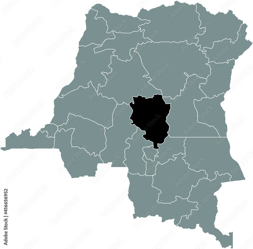 Black location map of the Congolese Sankuru province inside gray map of the Democratic Republic of the Congo