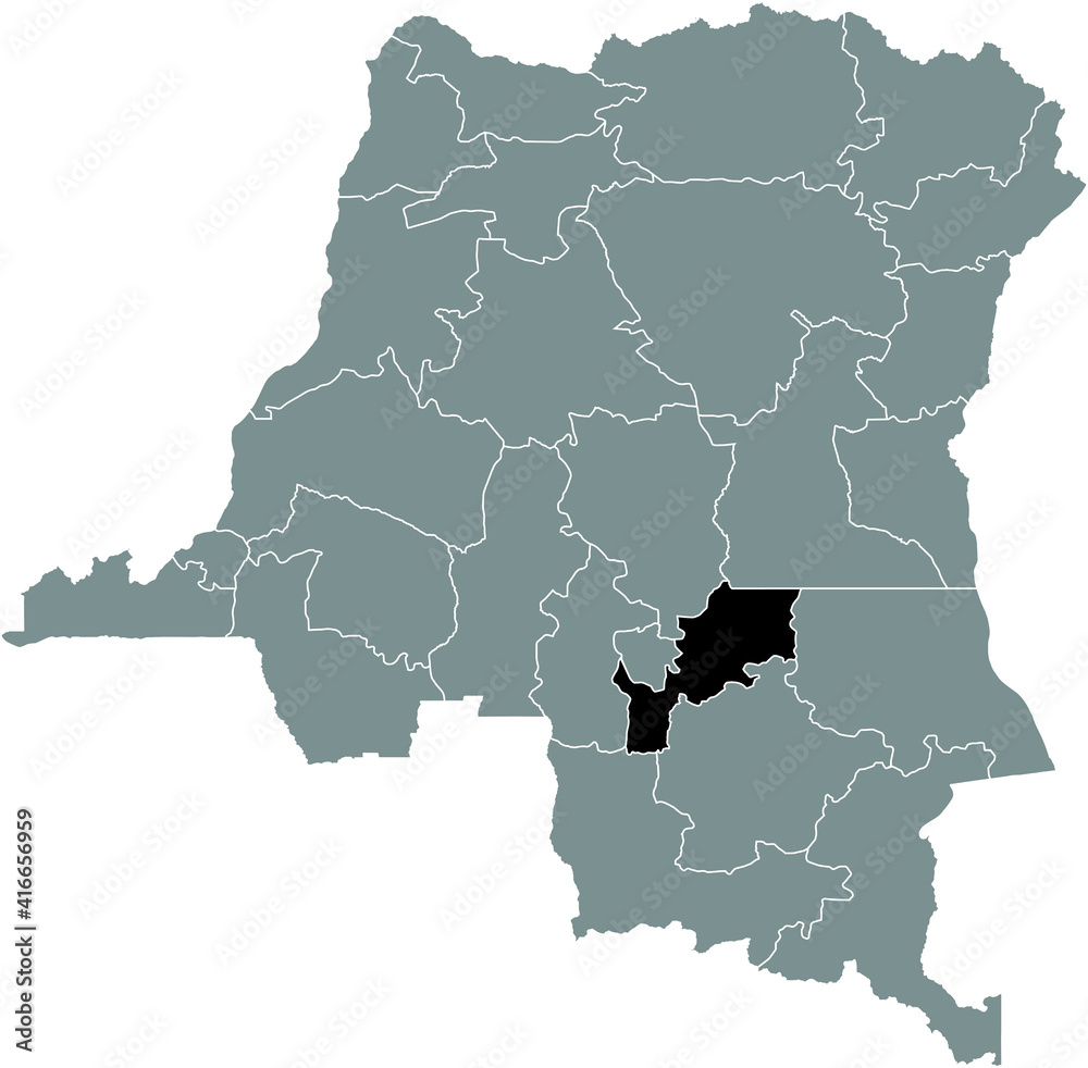 Black location map of the Congolese Lomami province inside gray map of the Democratic Republic of the Congo