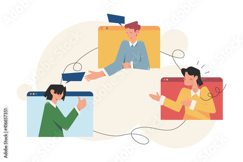 People doing online business meeting