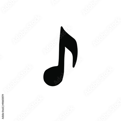 Vector hand drawn doodle music note silhouette isolated on white background