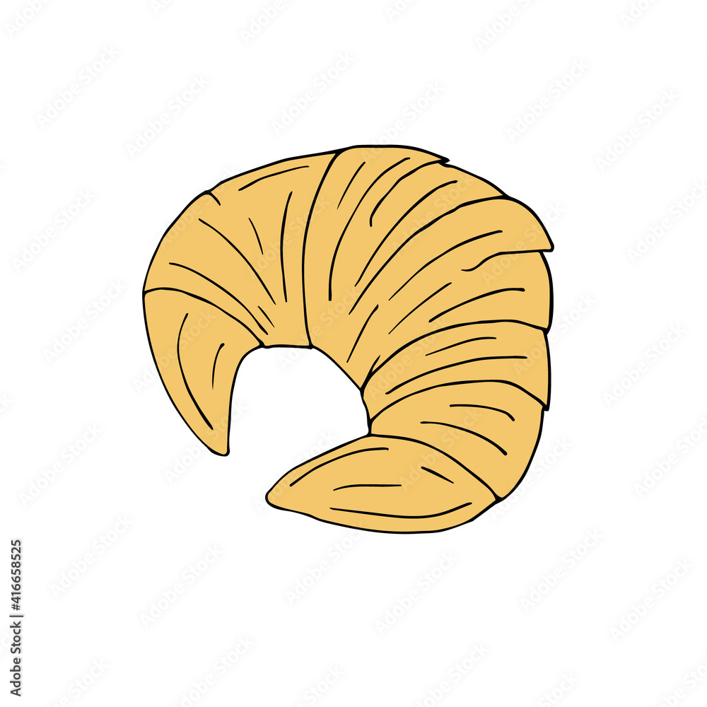 Vector hand drawn doodle sketch colored croissant isolated on white background