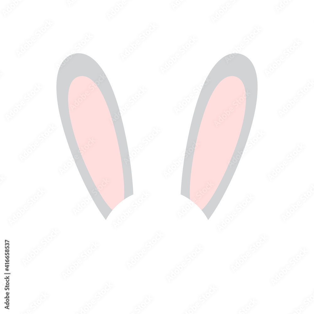 Vector flat cartoon rabbit bunny ears isolated on white background Vector flat cartoon rabbit bunny ears isolated on white background
