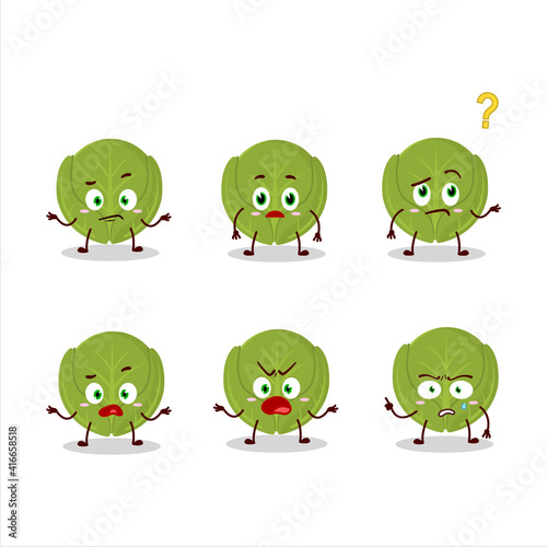 Cartoon character of brussels sprouts with what expression