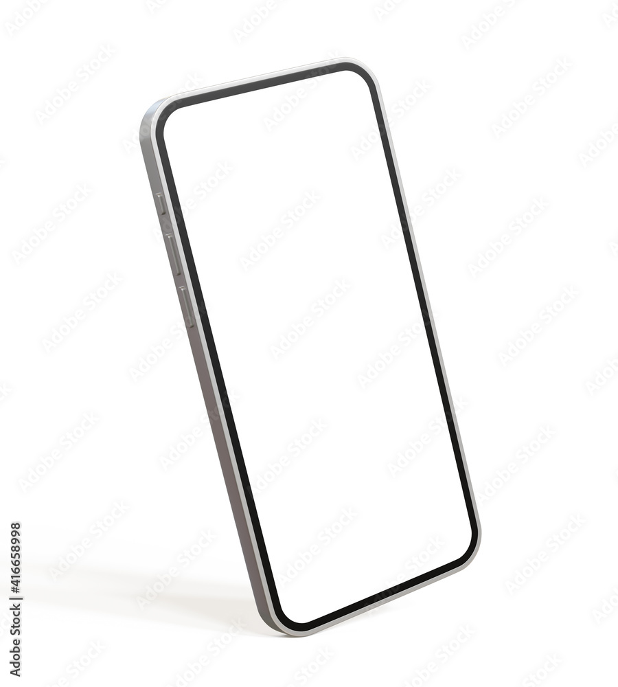 Smartphone with blank white screen isolated on white background. 3d illustration Smartphone with blank white screen isolated on white background. 3d illustration