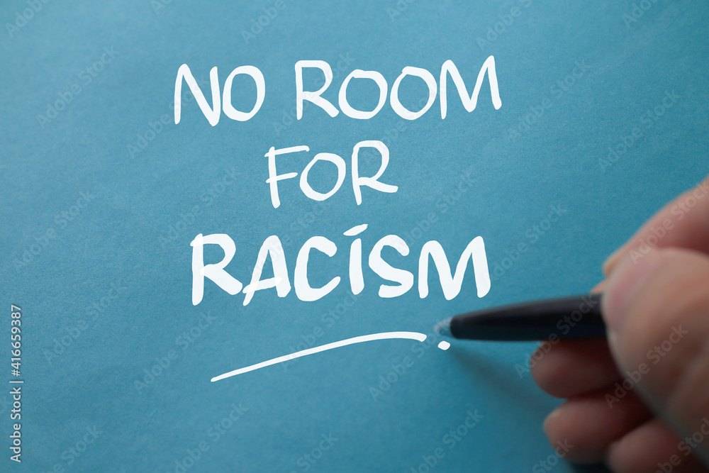 No room for racism, text words typography written on blue background, life and business motivational inspirational No room for racism, text words typography written on blue background, life and business motivational inspirational