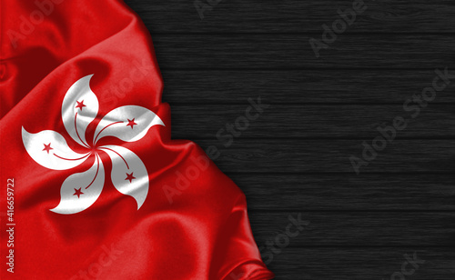 Canvas Print Closeup of Hongkong flag