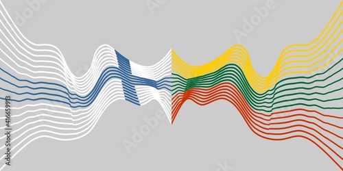 Image relative to politic and economic relationship between Finland and Lithuania. National flags. Teamwork concept.