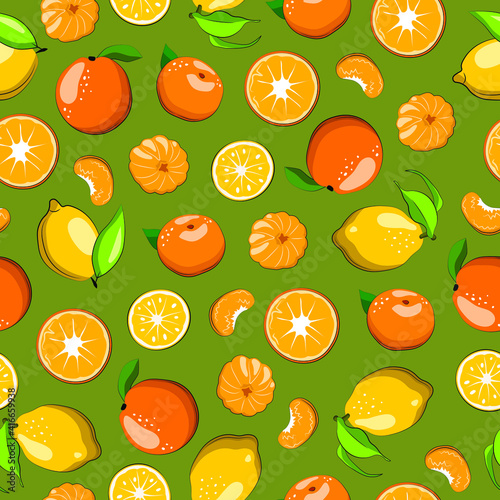 Exotic fruit seamless pattern in hand-drawn style
