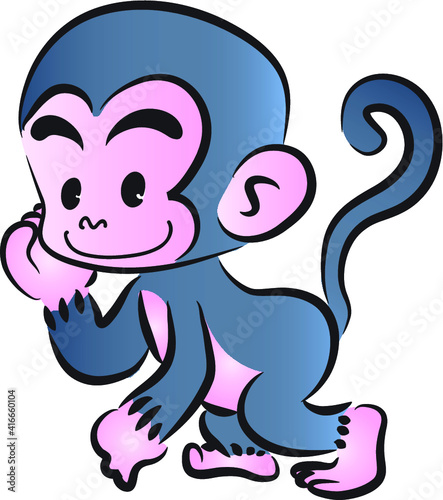 vector cartoon monkey happy