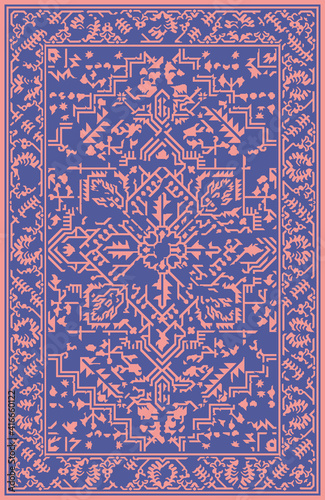 Carpet bathmat and Rug Boho Style ethnic design pattern with distressed texture and effect 