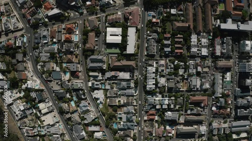 Aerial view of CBD of Cape Town, Western Cape, South Africa, with City bowl, Zonnebloem, Gardens, Oranjezicht, Central Business District, Victoria and Alfred Waterfront and Table Mountain by drone photo