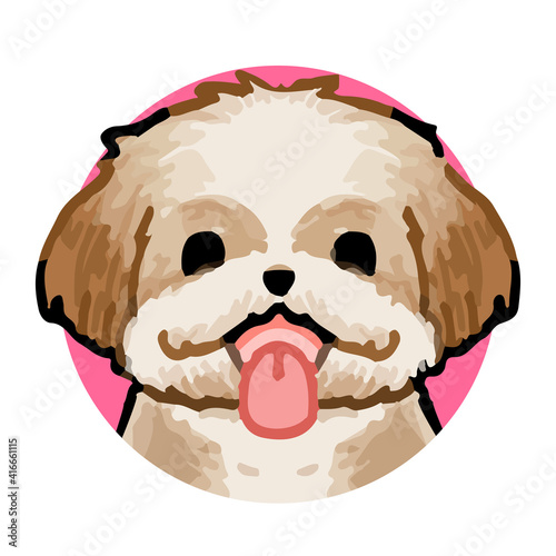 シーズーの手描きイラスト 犬のアイコン