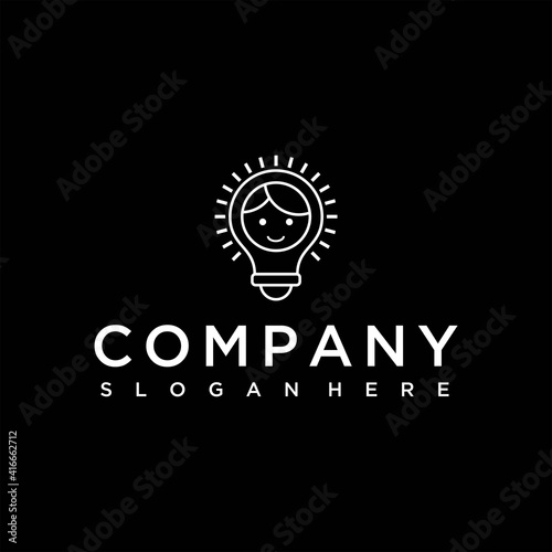 guy lamp vector outline logo design