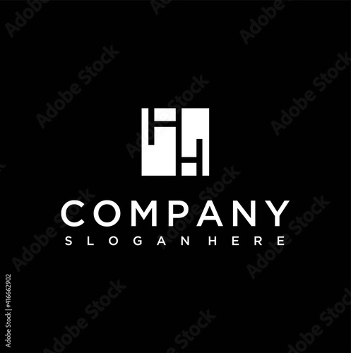 letter hh logo template design vector image , letter hh box logo design , letter h logo 