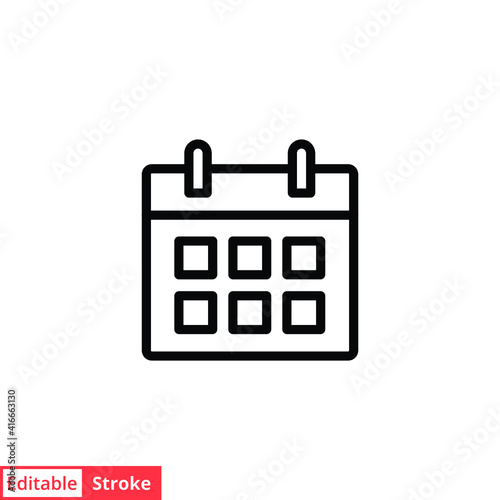 Calendar line icon. Simple outline style. Schedule, date, day, plan, symbol concept. Vector illustration isolated on white background. Editable stroke EPS 10.