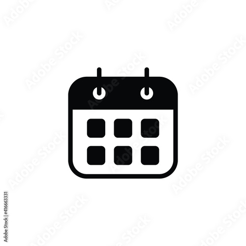 Calendar vector icon. Simple sign solid style. Schedule, date, day, plan, symbol concept. Vector illustration isolated on white background. EPS 10.