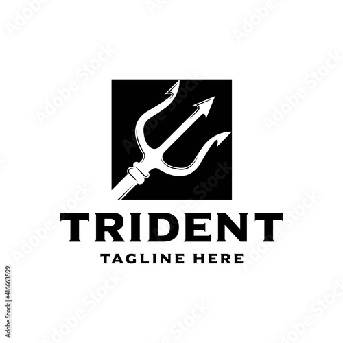 Simple Trident Poseidon Company Logo Design