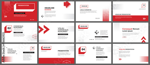 Presentation and slide layout template. Red geometric modern design background. Use for business annual report, flyer, marketing, leaflet, advertising, brochure, modern style. photo
