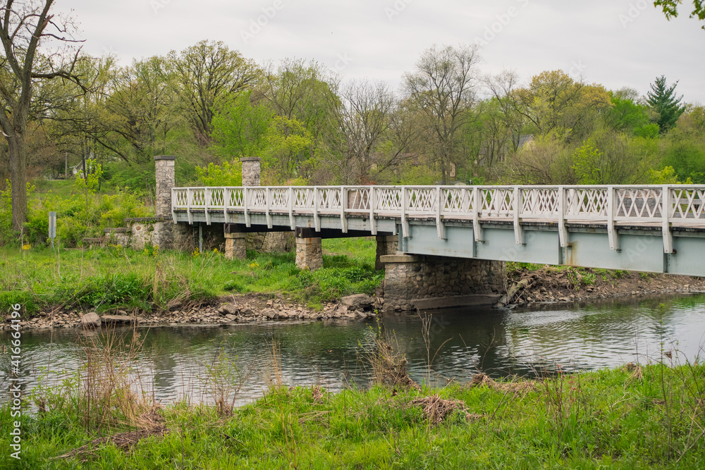 Bike path bridge over creek at Illinois forest preserve
