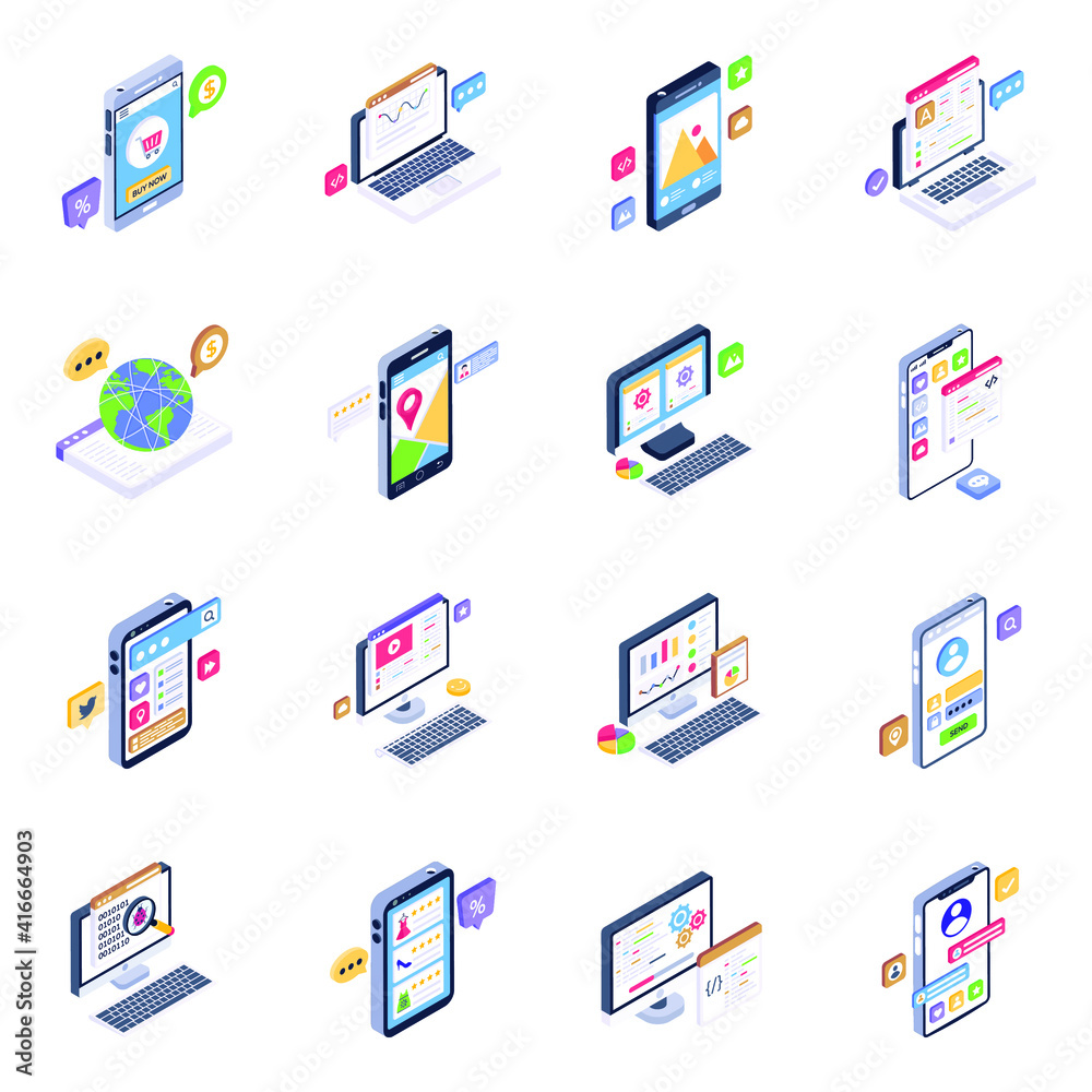 Pack of Web Technology Isometric Icons
Pack of Web Technology Isometric Icons