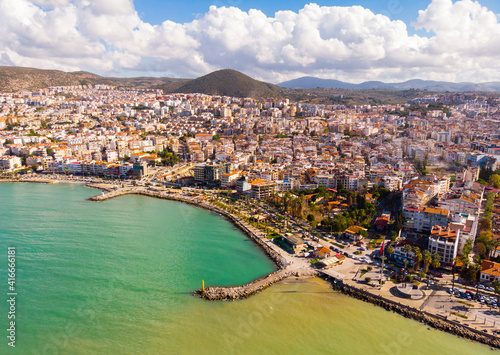 Top view of the resort coast of Kusadasi in Turkey.