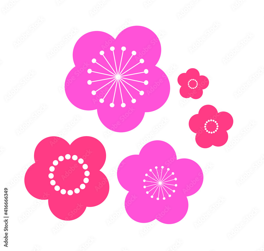 シンプルで可愛い梅の花のイラスト・アイコン シンプルで可愛い梅の花のイラスト・アイコン