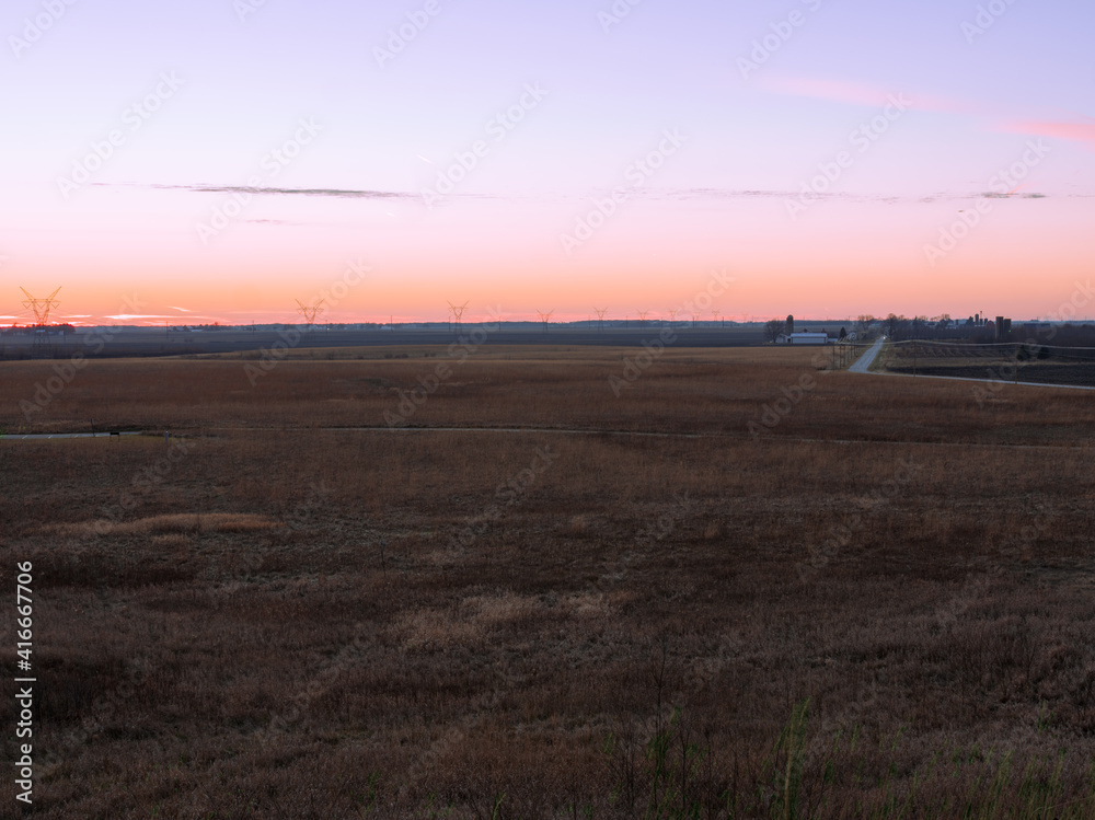 Obraz premium prairie forest preserve at sunset