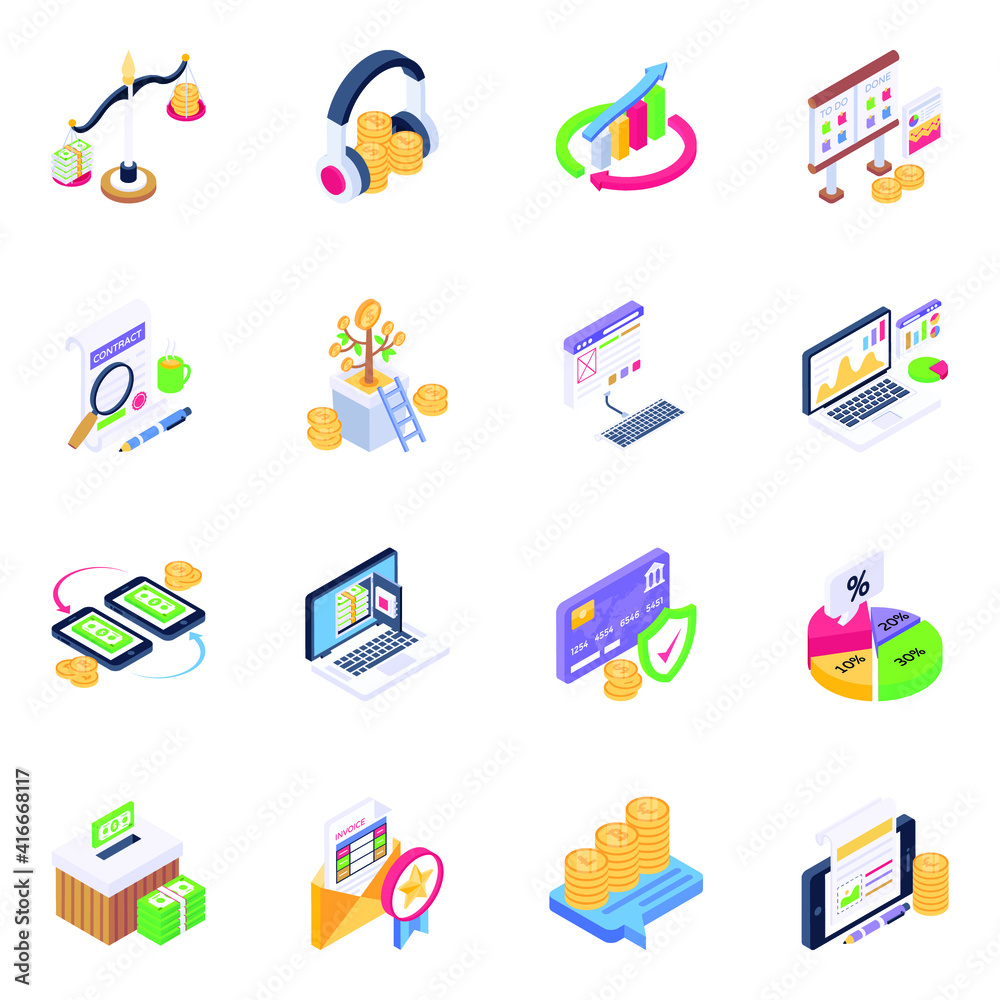Icons of Business Management in Isometric Design
Icons of Business Management in Isometric Design
