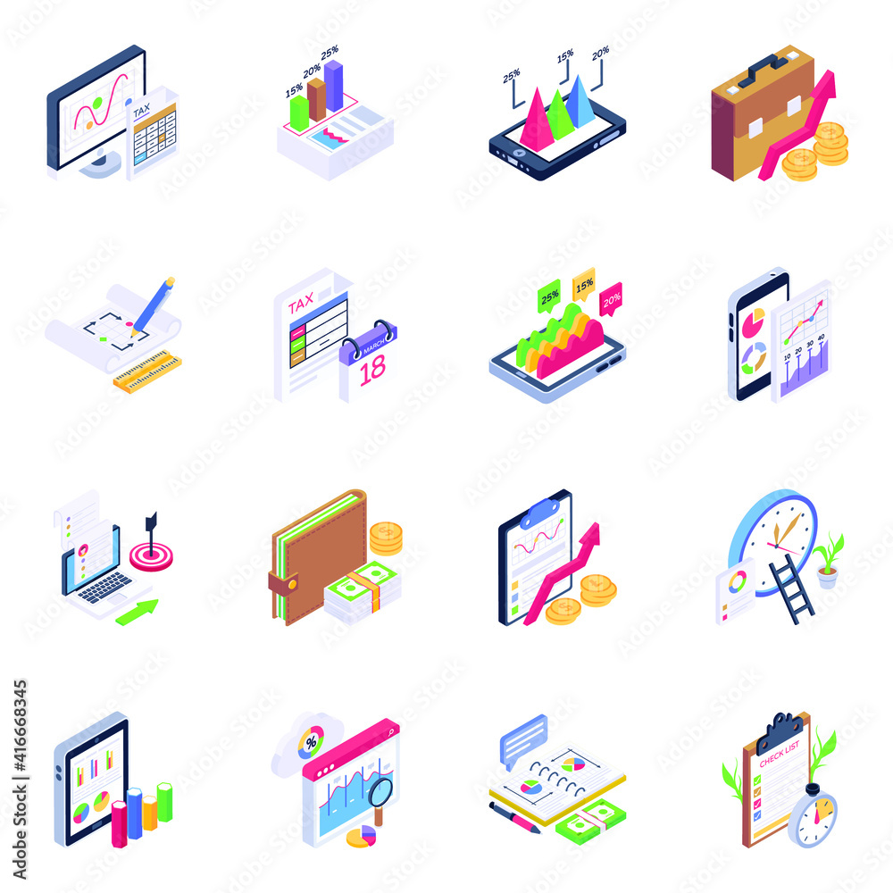 Icons of Business Visualization in Isometric Design
Icons of Business Visualization in Isometric Design