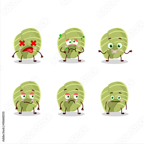 White cabbage cartoon character with nope expression