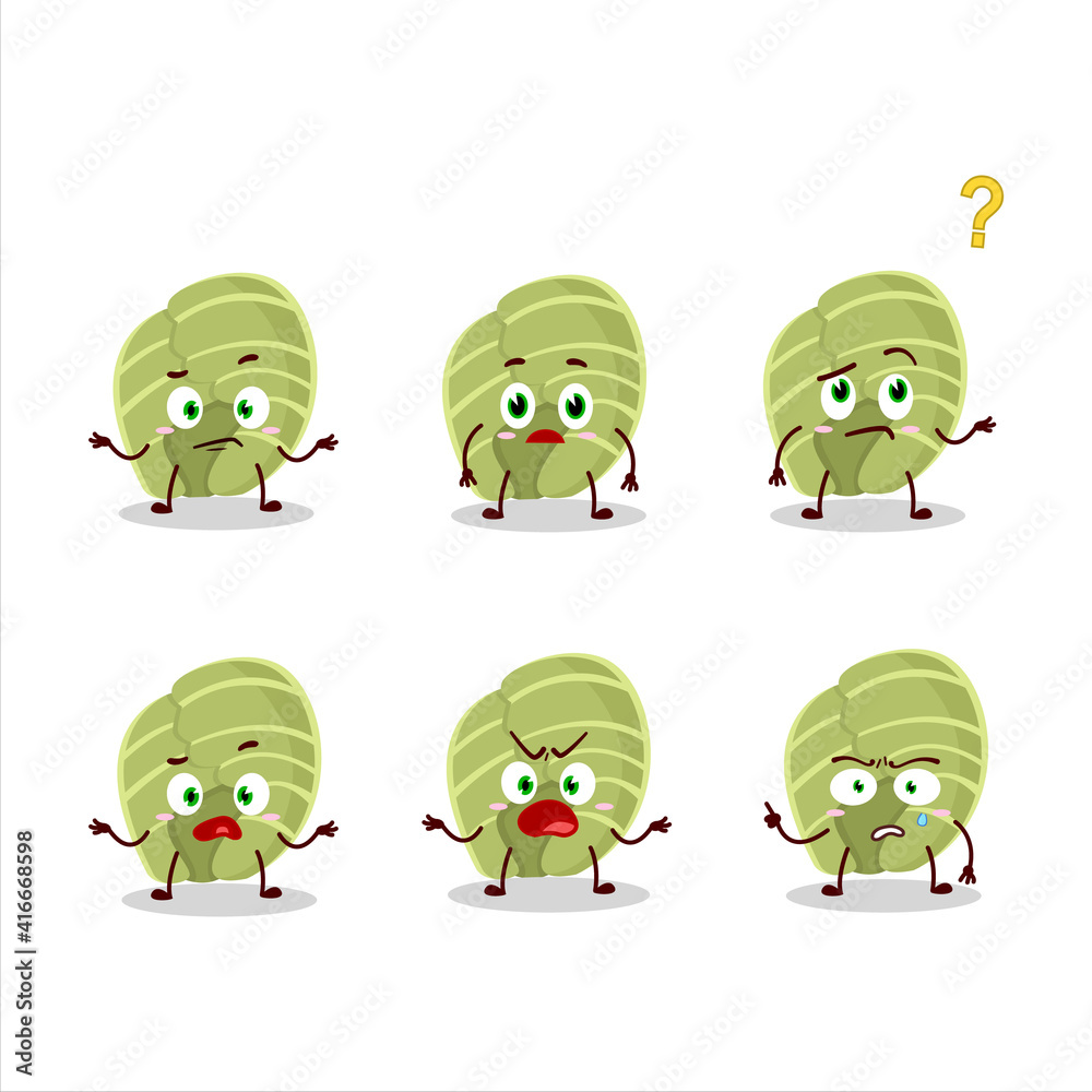 Cartoon character of white cabbage with what expression